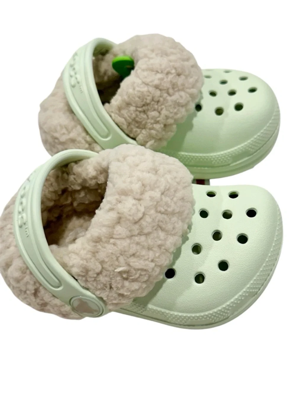 NWT Crocs Classic Blitzen IV Clog K Lime Green Fuzzy Lined Kids Shoes - Size: C4